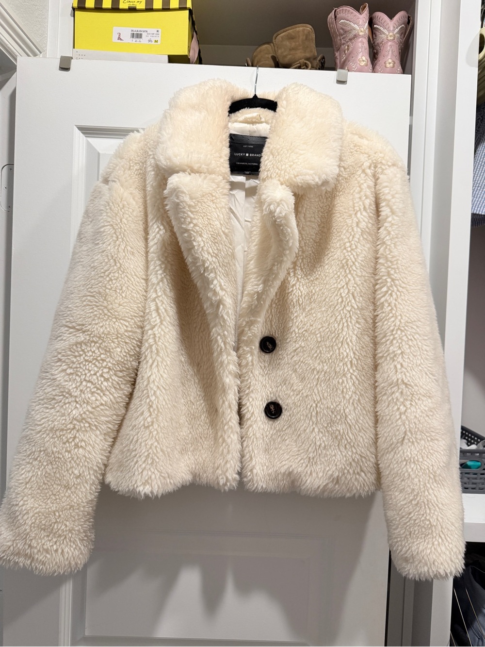 Lucky Brand Cream Faux-Shearling Teddy Jacket